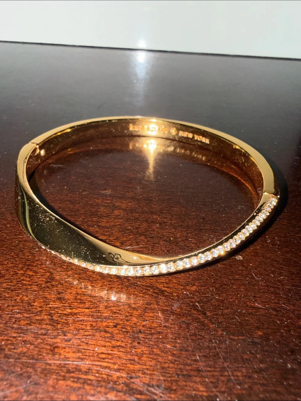 kate spade gold crystal twist bangle bracelet